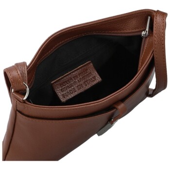 Dámska kožená crossbody kabelka hnedá - Delami Vera Pelle Finni