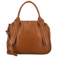 Dámska kožená kabelka na rameno koňaková - Delami Vera Pelle Tirza