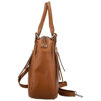 Dámska kožená kabelka na rameno koňaková - Delami Vera Pelle Tirza