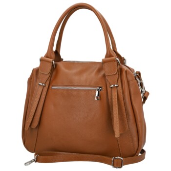 Dámska kožená kabelka na rameno koňaková - Delami Vera Pelle Tirza