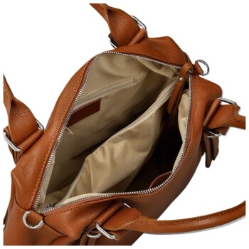 Dámska kožená kabelka na rameno koňaková - Delami Vera Pelle Tirza