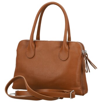 Dámska kožená kabelka na rameno koňaková - Delami Vera Pelle Tyra