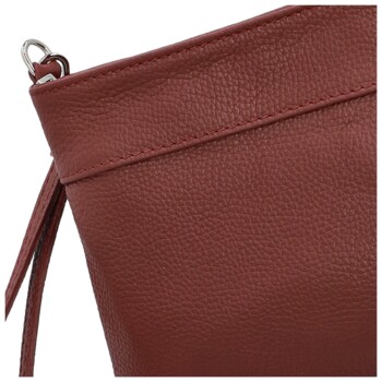 Dámska kožená crossbody kabelka vínová - Delami Vera Pelle Denica