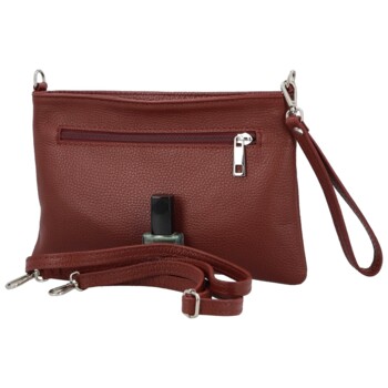 Dámska kožená crossbody kabelka vínová - Delami Vera Pelle Denica