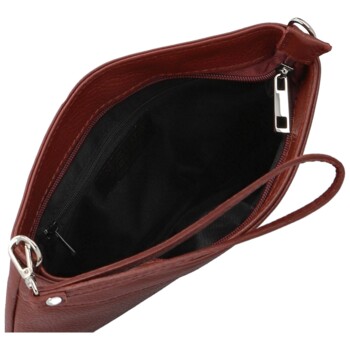 Dámska kožená crossbody kabelka vínová - Delami Vera Pelle Denica