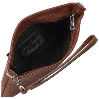 Dámska kožená crossbody kabelka hnedá - Delami Vera Pelle Denica