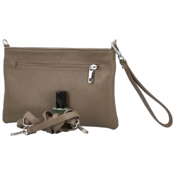 Dámska kožená crossbody kabelka tmavo béžová - Delami Vera Pelle Denica