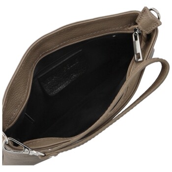 Dámska kožená crossbody kabelka tmavo béžová - Delami Vera Pelle Denica