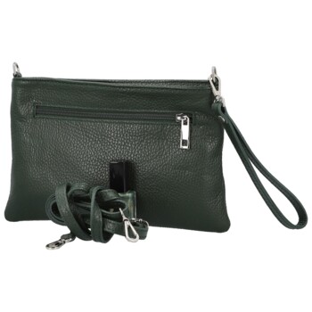 Dámska kožená crossbody kabelka tmavo zelená - Delami Vera Pelle Denica