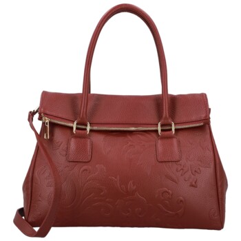 Dámska kožená kabelka do ruky tmavo červená - Delami Vera Pelle Arjana