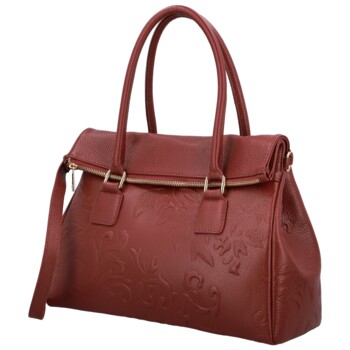 Dámska kožená kabelka do ruky tmavo červená - Delami Vera Pelle Arjana