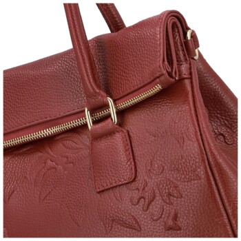 Dámska kožená kabelka do ruky tmavo červená - Delami Vera Pelle Arjana