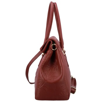 Dámska kožená kabelka do ruky tmavo červená - Delami Vera Pelle Arjana