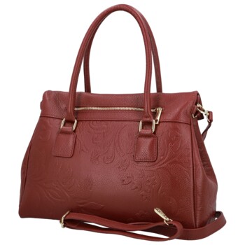 Dámska kožená kabelka do ruky tmavo červená - Delami Vera Pelle Arjana