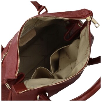 Dámska kožená kabelka do ruky tmavo červená - Delami Vera Pelle Arjana