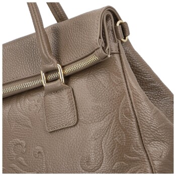 Dámska kožená kabelka do ruky taupe - Delami Vera Pelle Arjana