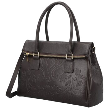 Dámska kožená kabelka do ruky tmavo hnedá - Delami Vera Pelle Arjana