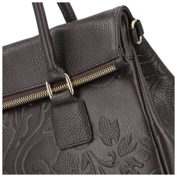 Dámska kožená kabelka do ruky tmavo hnedá - Delami Vera Pelle Arjana