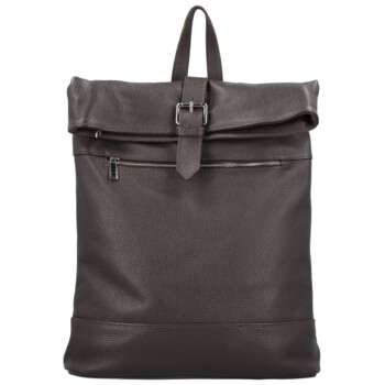 Dámsky kožený batoh tmavo hnedý - Delami Vera Pelle Jorge