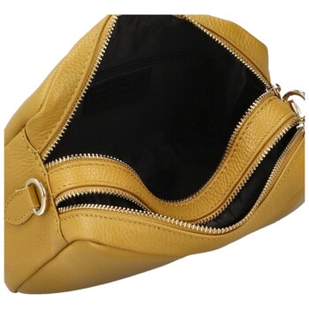 Dámska kožená crossbody kabelka žltá - Delami Vera Pelle Maevis