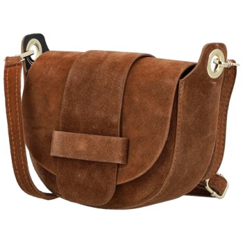 Dámska kožená crossbody kabelka koňaková - Delami Vera Pelle Ylla