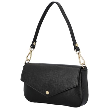 Dámska kožená kabelka na rameno čierna - Delami Vera Pelle Aksely