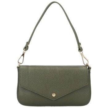 Dámska kožená kabelka na rameno tmavo zelená - Delami Vera Pelle Aksely