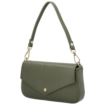 Dámska kožená kabelka na rameno tmavo zelená - Delami Vera Pelle Aksely