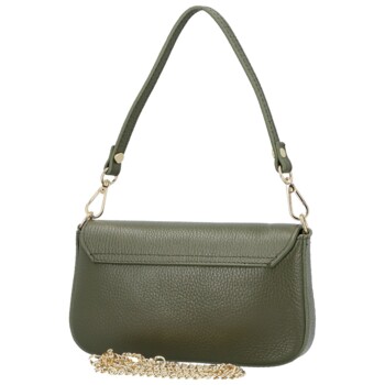 Dámska kožená kabelka na rameno tmavo zelená - Delami Vera Pelle Aksely