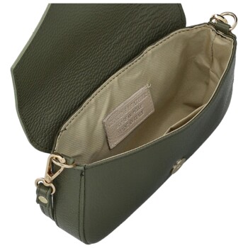 Dámska kožená kabelka na rameno tmavo zelená - Delami Vera Pelle Aksely