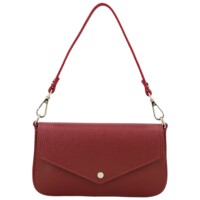 Dámska kožená kabelka na rameno tmavo červená - Delami Vera Pelle Aksely
