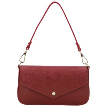 Dámska kožená kabelka na rameno tmavo červená - Delami Vera Pelle Aksely