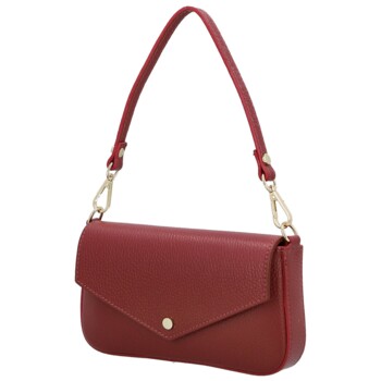 Dámska kožená kabelka na rameno tmavo červená - Delami Vera Pelle Aksely