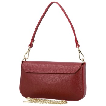 Dámska kožená kabelka na rameno tmavo červená - Delami Vera Pelle Aksely