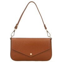 Dámska kožená kabelka na rameno koňaková - Delami Vera Pelle Aksely