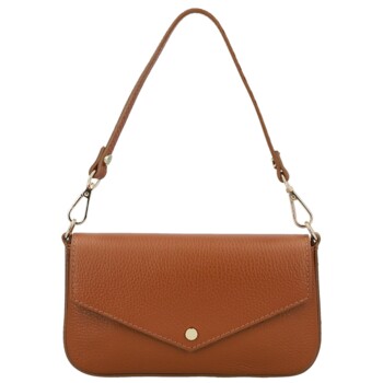 Dámska kožená kabelka na rameno koňaková - Delami Vera Pelle Aksely
