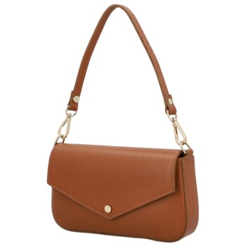 Dámska kožená kabelka na rameno koňaková - Delami Vera Pelle Aksely
