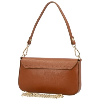 Dámska kožená kabelka na rameno koňaková - Delami Vera Pelle Aksely