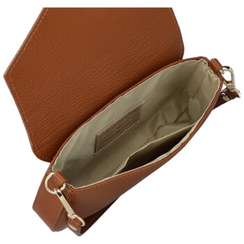 Dámska kožená kabelka na rameno koňaková - Delami Vera Pelle Aksely