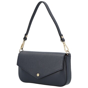 Dámska kožená kabelka na rameno tmavo modrá - Delami Vera Pelle Aksely