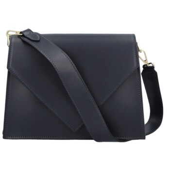 Dámska kožená kabelka na rameno tmavo modrá - Delami Charlien