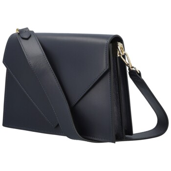 Dámska kožená kabelka na rameno tmavo modrá - Delami Charlien