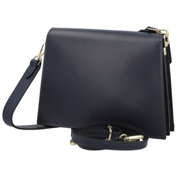 Dámska kožená kabelka na rameno tmavo modrá - Delami Charlien