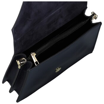 Dámska kožená kabelka na rameno tmavo modrá - Delami Charlien