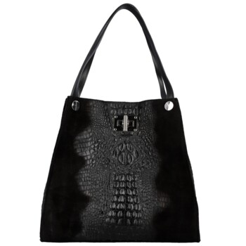 Dámska kožená kabelka na rameno čierna - Delami Vera Pelle Jasmin