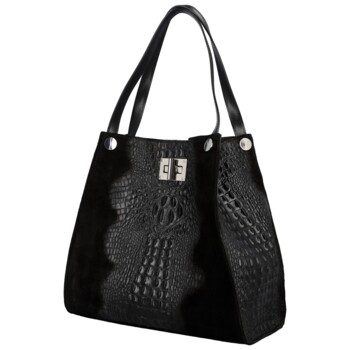 Dámska kožená kabelka na rameno čierna - Delami Vera Pelle Jasmin