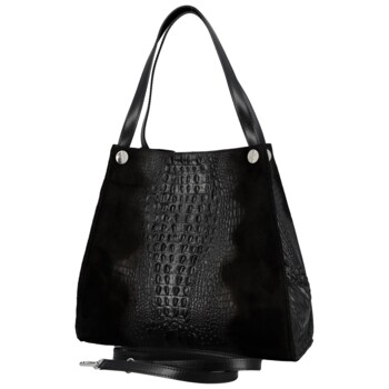 Dámska kožená kabelka na rameno čierna - Delami Vera Pelle Jasmin