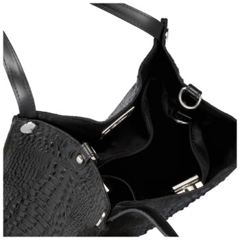 Dámska kožená kabelka na rameno čierna - Delami Vera Pelle Jasmin