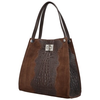 Dámska kožená kabelka na rameno tmavo hnedá - Delami Vera Pelle Jasmin