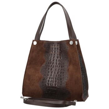 Dámska kožená kabelka na rameno tmavo hnedá - Delami Vera Pelle Jasmin